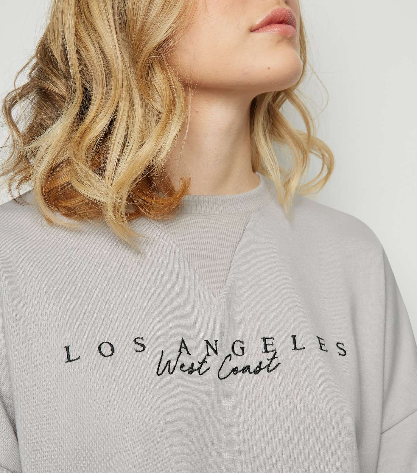 Pale Grey Los Angeles Slogan Sweatshirt  Image 5