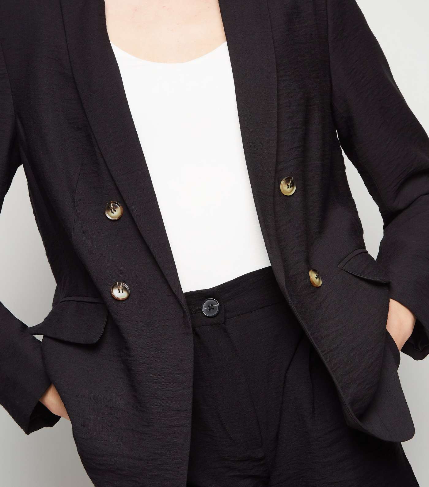 Black Twill Double Breasted Blazer  Image 5