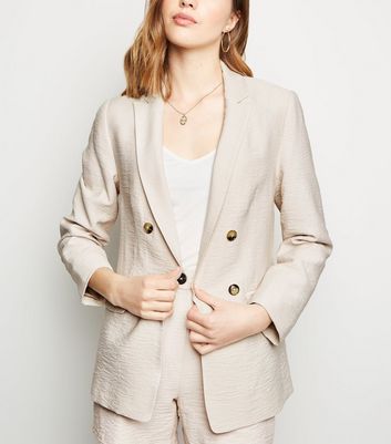 Stone Twill Double Breasted Blazer 