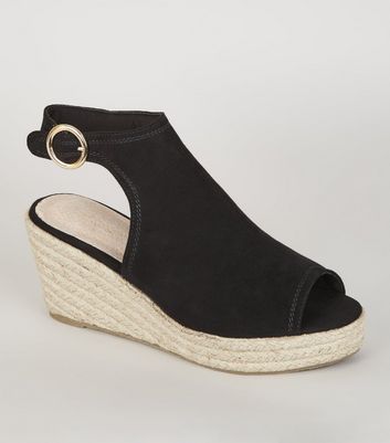 espadrille wedges open toe black