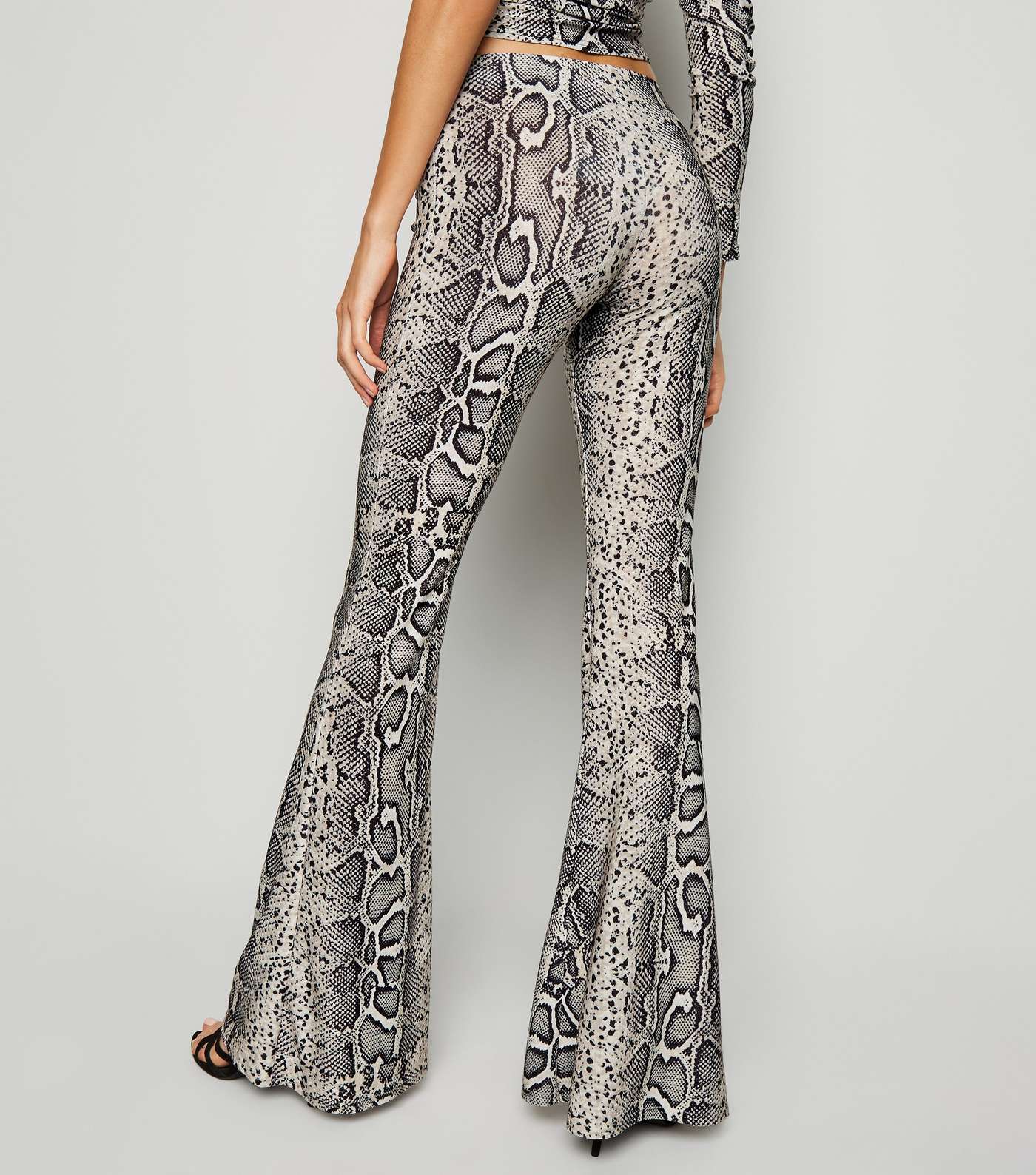 Brown Snake Print Glitter Flared Trousers  Image 3