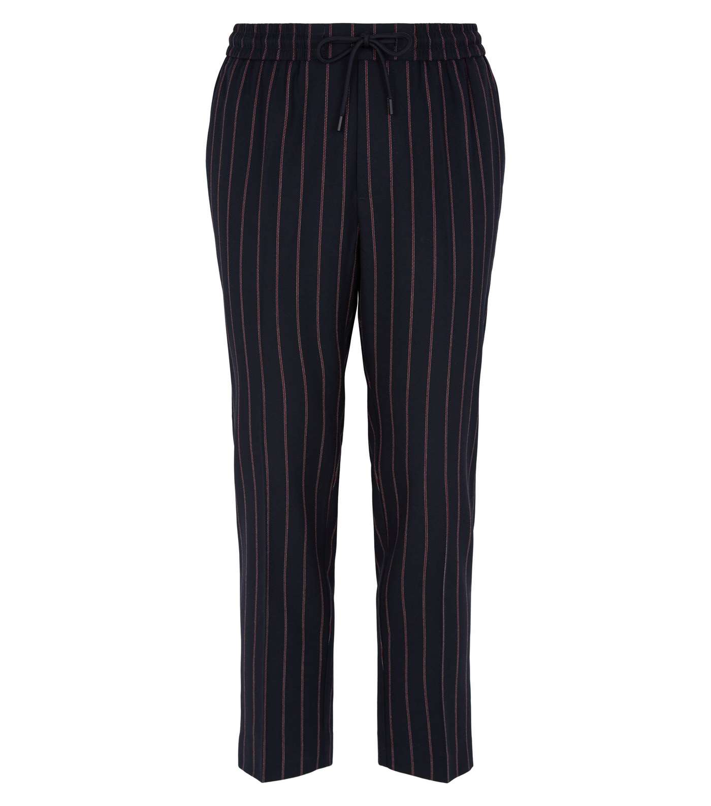 Navy Pinstripe Pull On Trousers Image 4