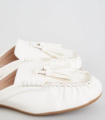 wide fit white mules