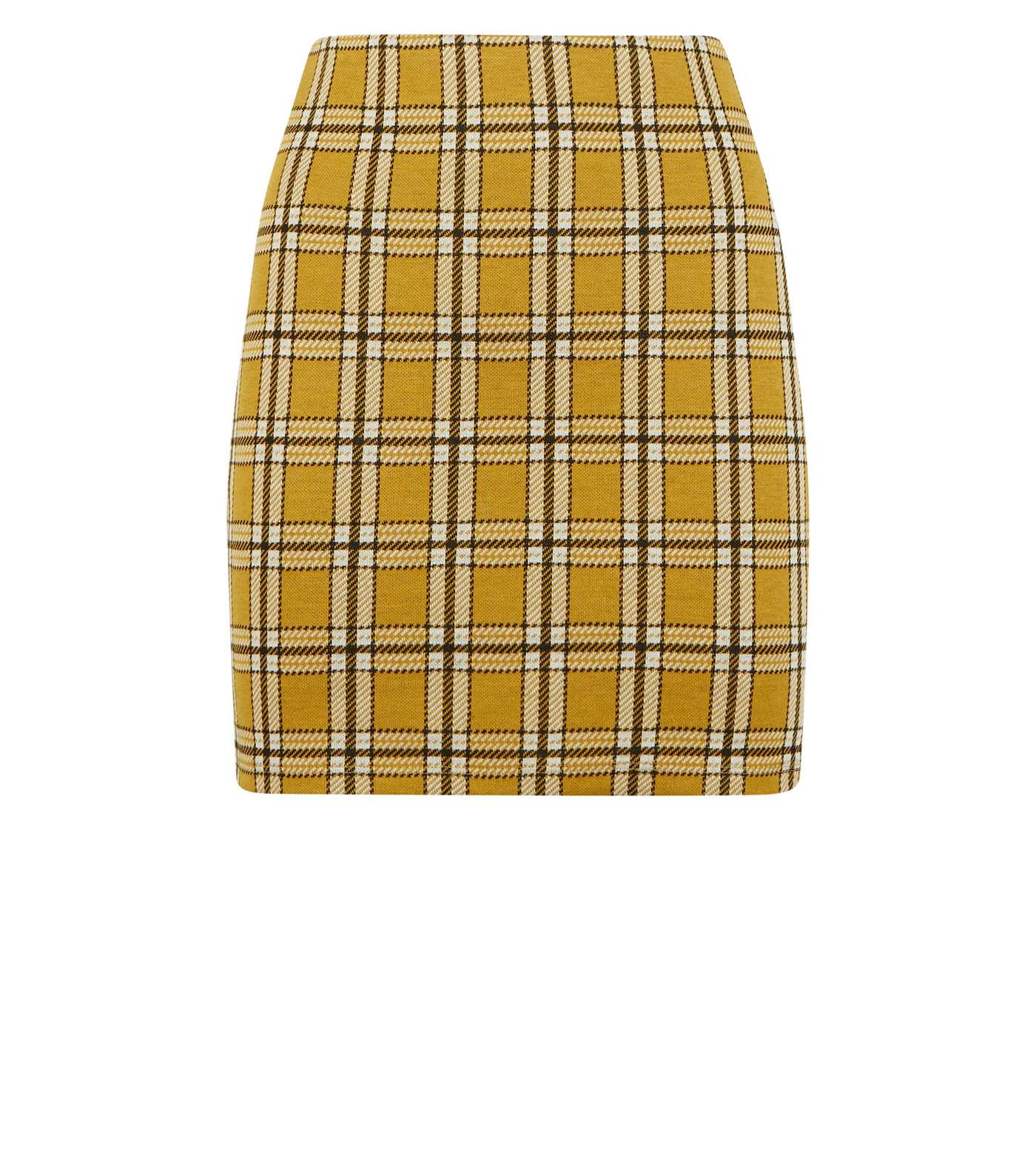 Petite Mustard Check Mini Tube Skirt Image 4