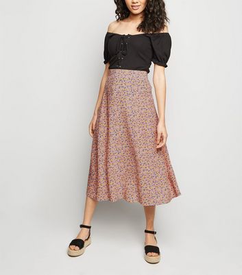 new look pink midi skirt