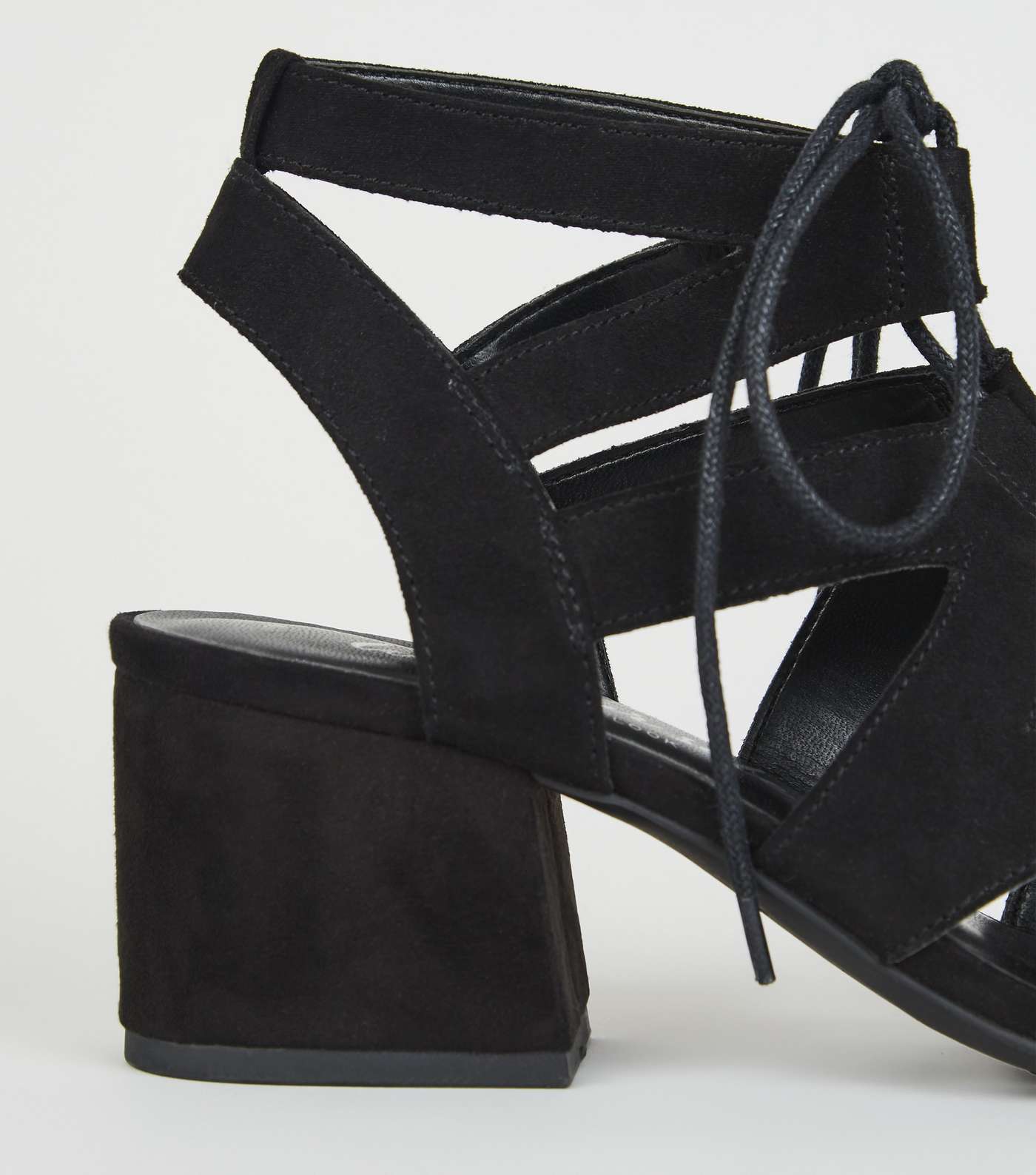 Black Suedette Lace Up Ghillie Sandals Image 3