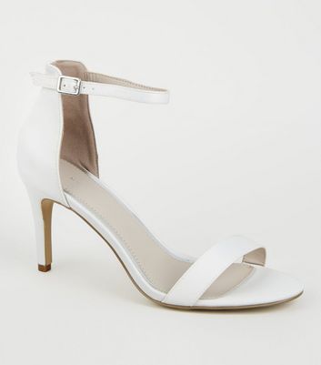 satin heels white