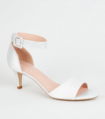 silver kitten heel sandals