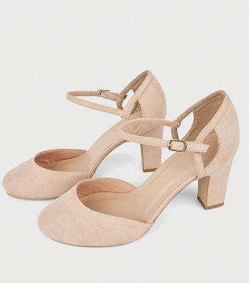 nude wide fit block heels