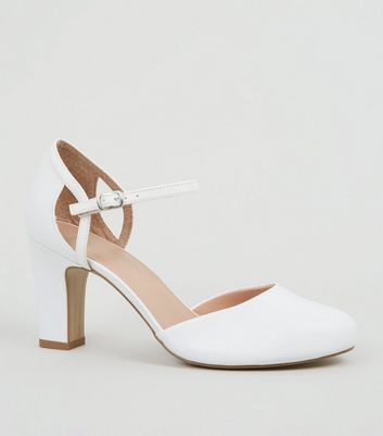White Faux Croc Stiletto Heel Court Shoes | New Look