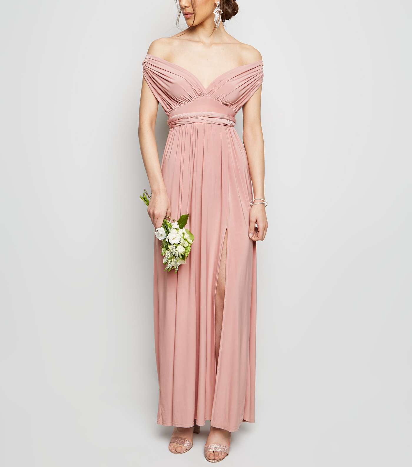 Pale Pink Multiway Side Split Maxi Dress Image 2