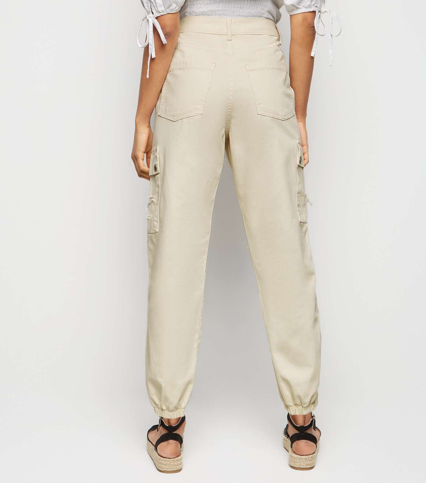 Petite Camel Ripped Knee Utility Trousers Image 3