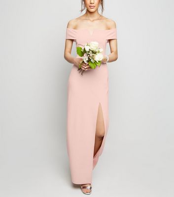 pale pink bardot dress