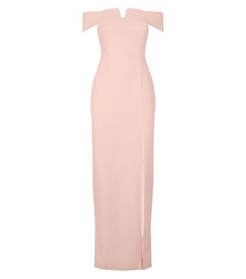 pale pink bardot dress