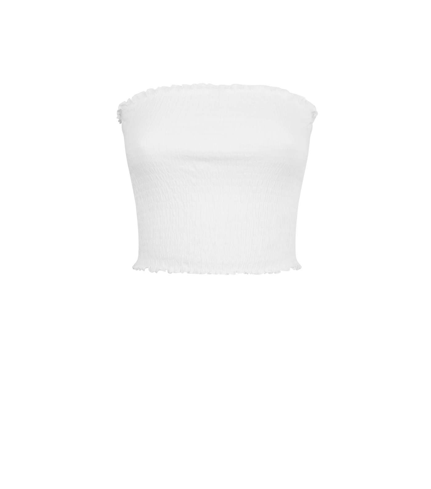 Off White Shirred Bandeau Top  Image 4