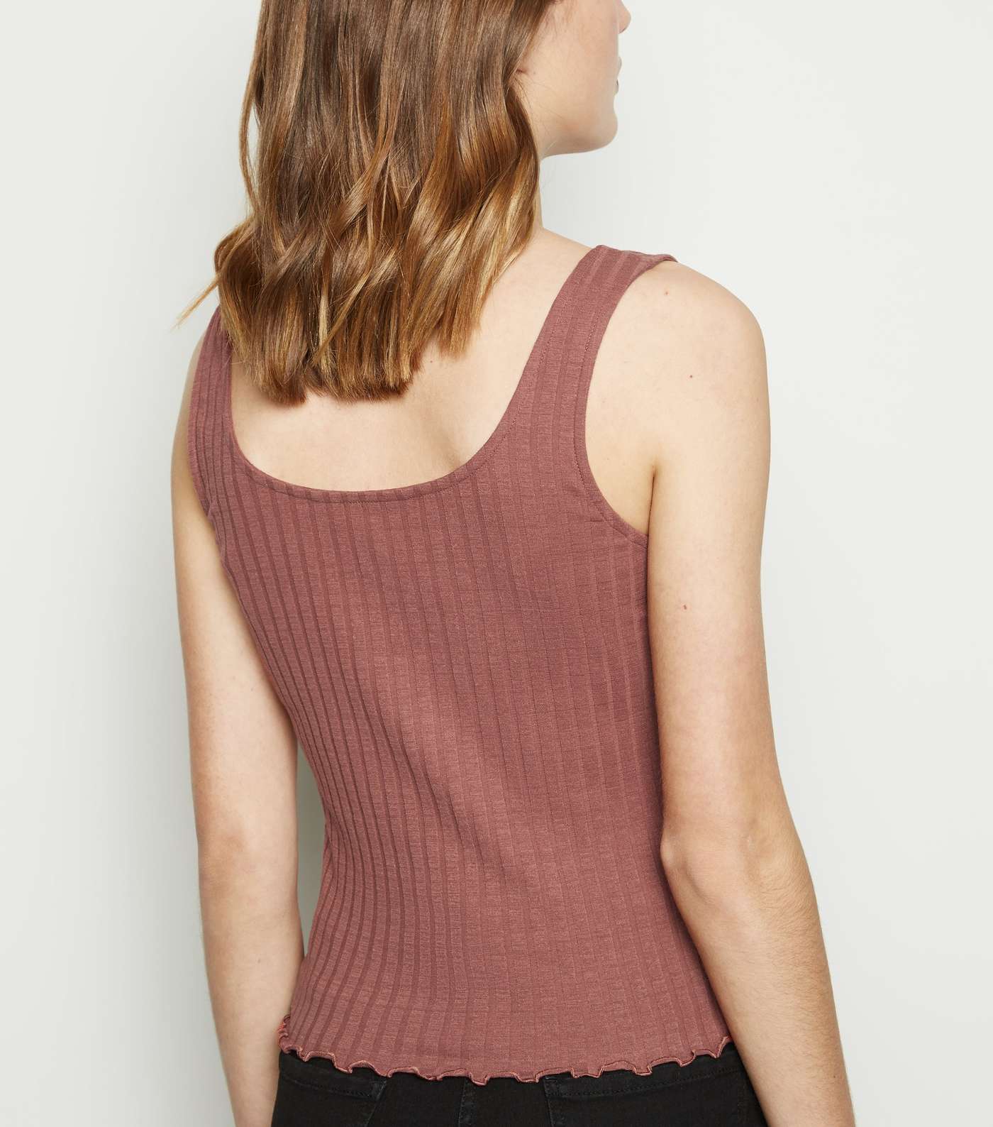 Rust Ribbed Button Front Vest Image 3