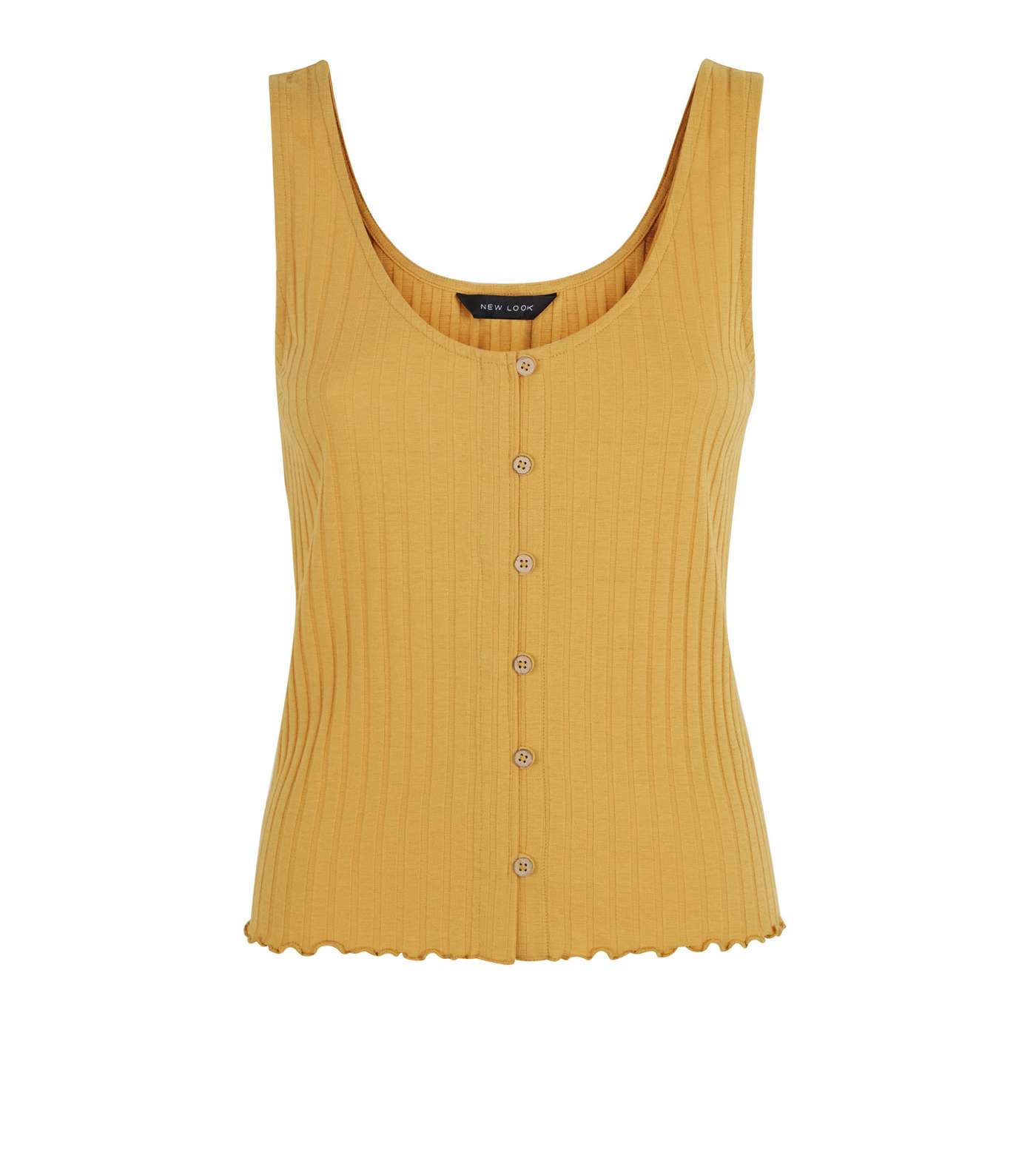 Mustard Ribbed Button Front Vest Image 4