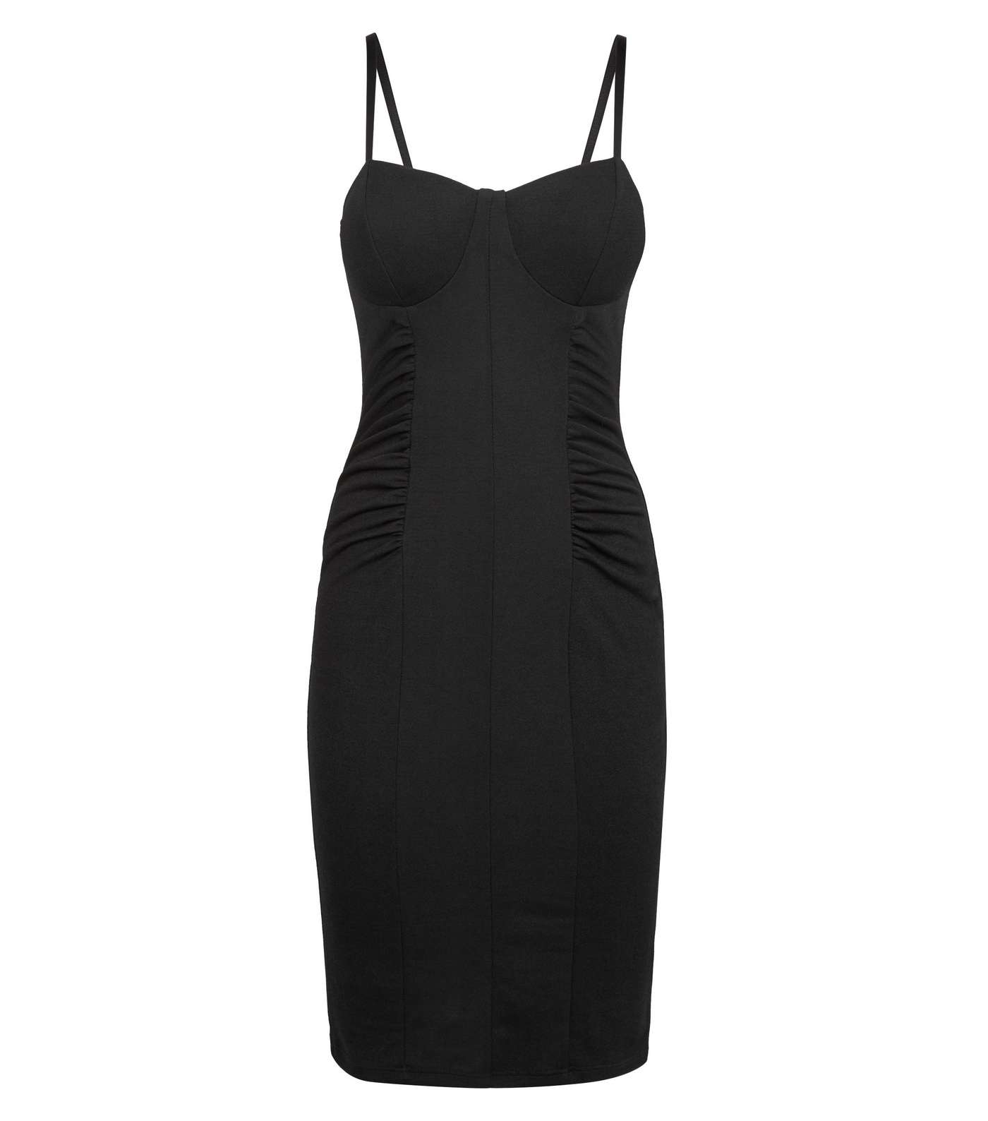 Black Ruched Sides Bodycon Dress Image 4