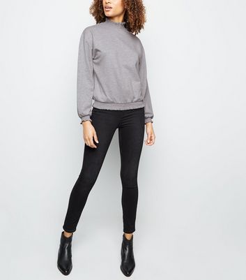 Grey Frill High Neck Jumper New Look