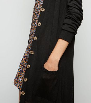 Long black shop button up cardigan