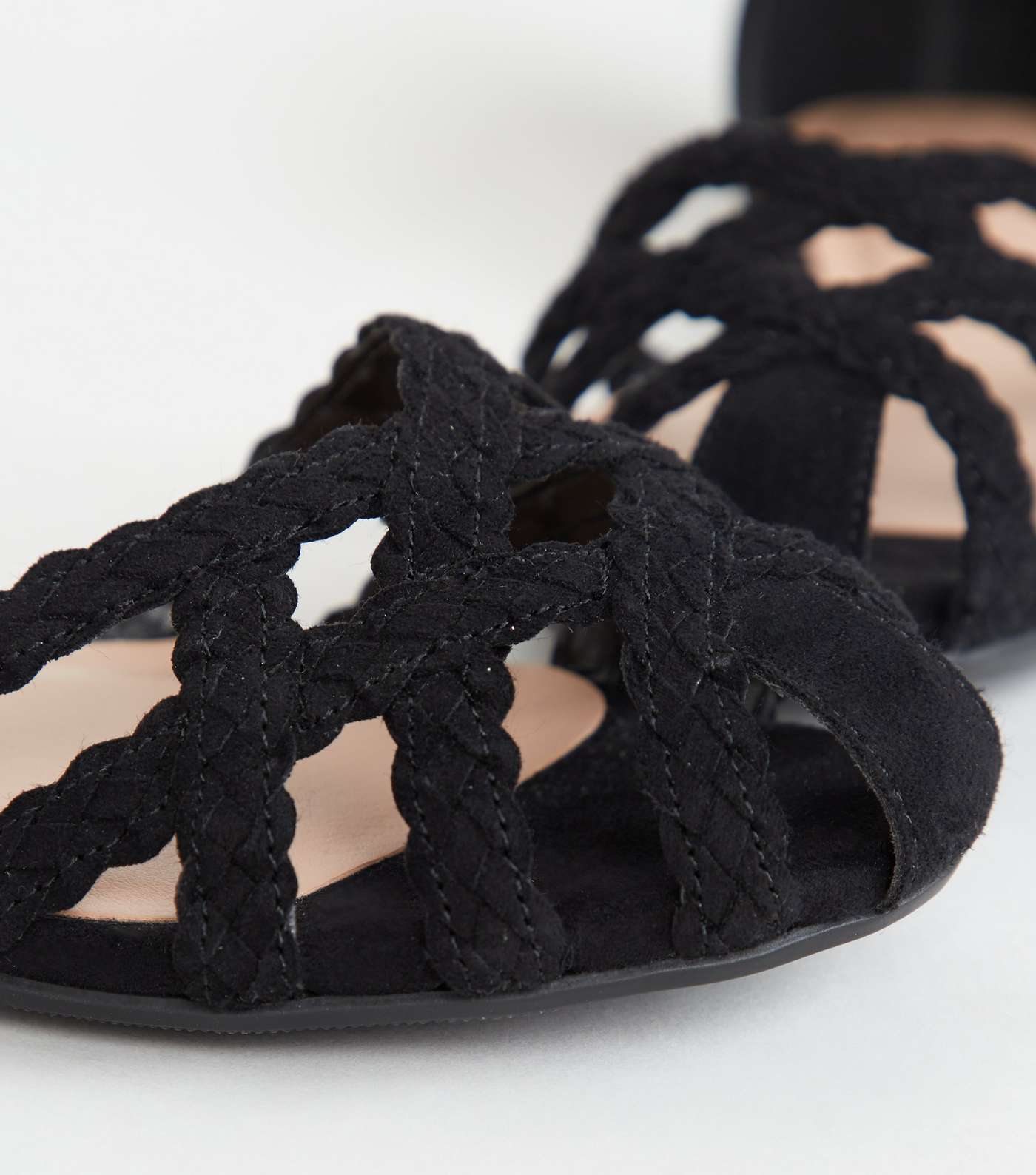 Wide Fit Black Suedette Caged Lattice Sandals Image 4
