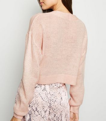 pale pink cropped cardigan