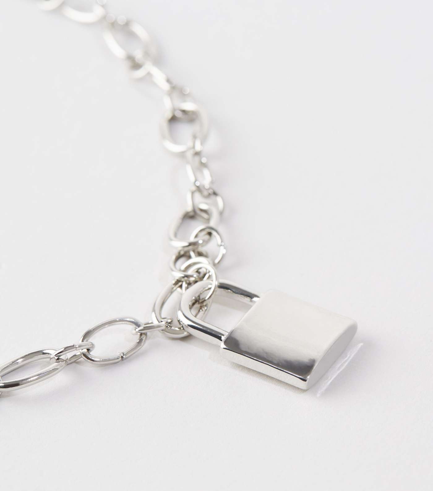 Silver Padlock Pendant Chunky Chain Necklace  Image 3