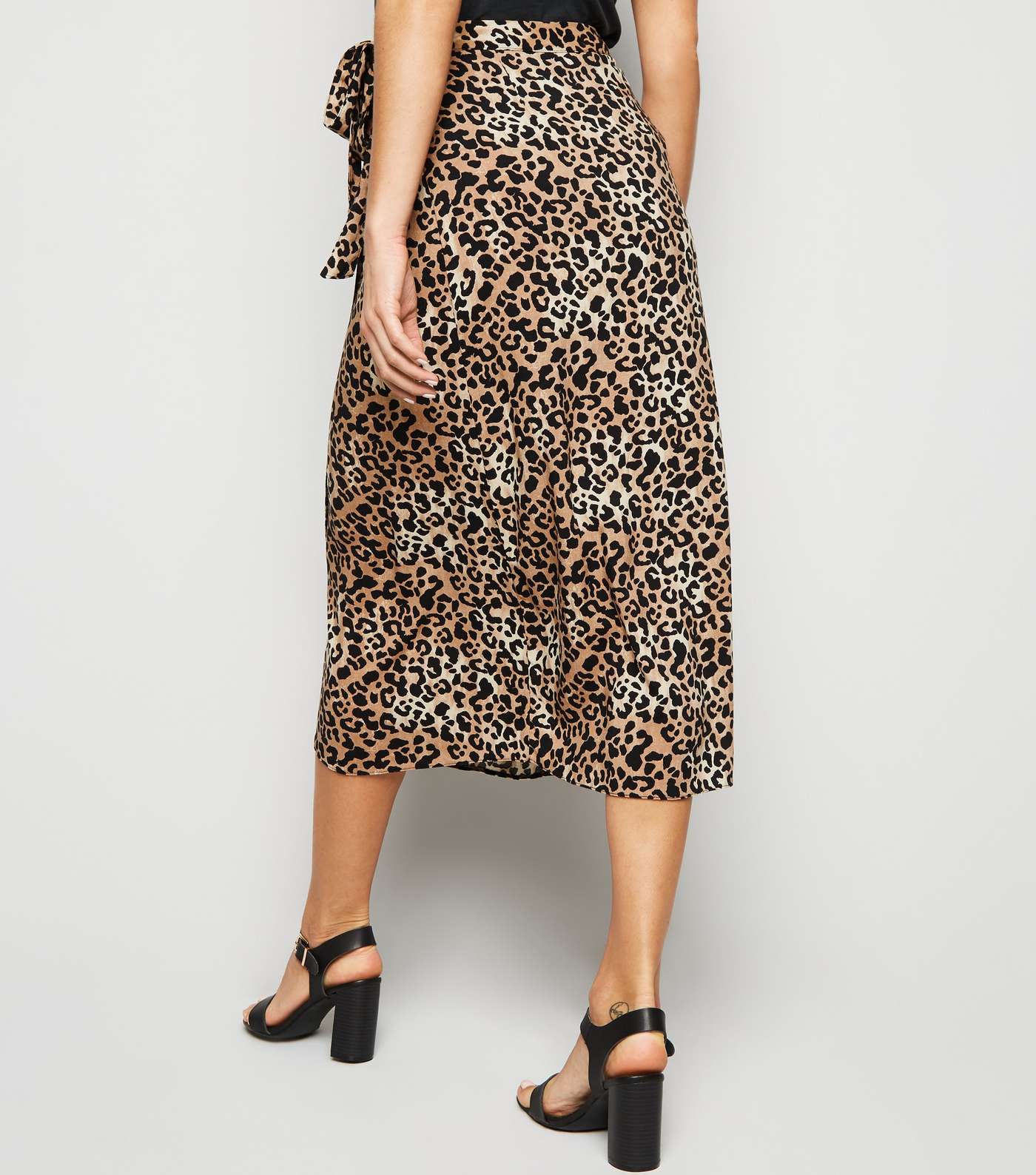 Brown Leopard Print Wrap Midi Skirt  Image 3
