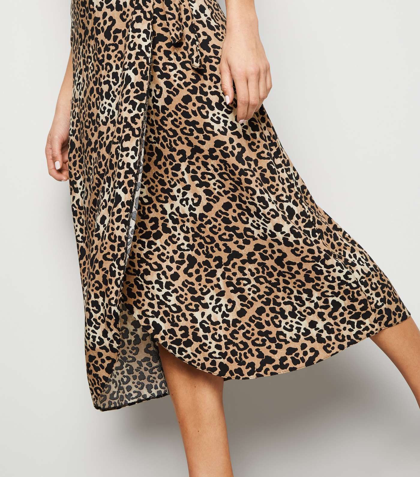 Brown Leopard Print Wrap Midi Skirt  Image 5