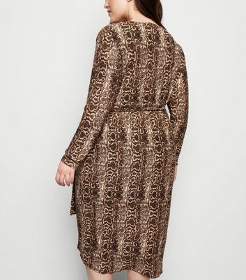 Blue Vanilla Curves Brown Snake Print Dress New Look shop for Blue Vanilla Curves Brown Snake Print Dress New Look at Shopo