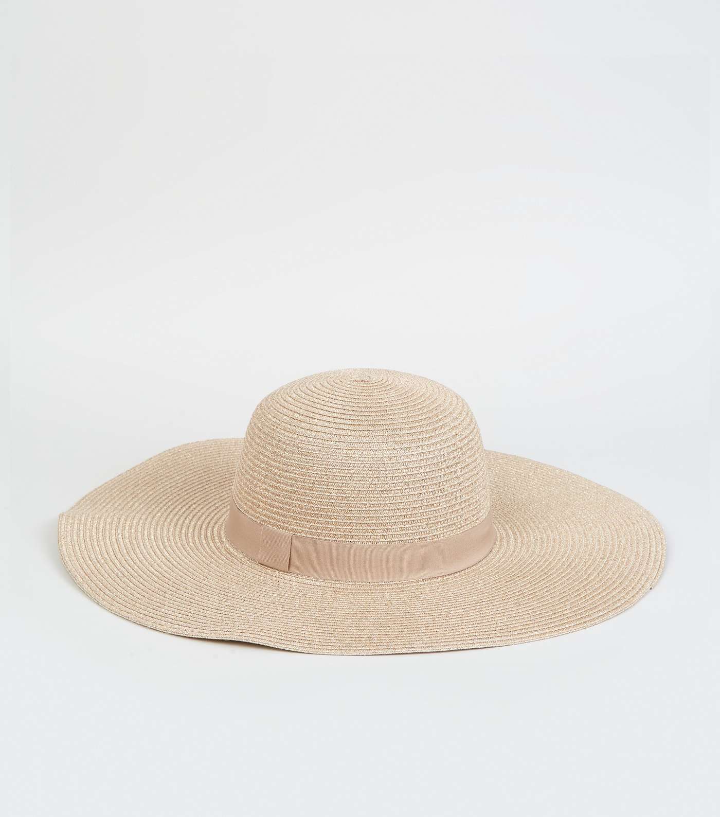 Rose Gold Woven Straw Effect Floppy Hat