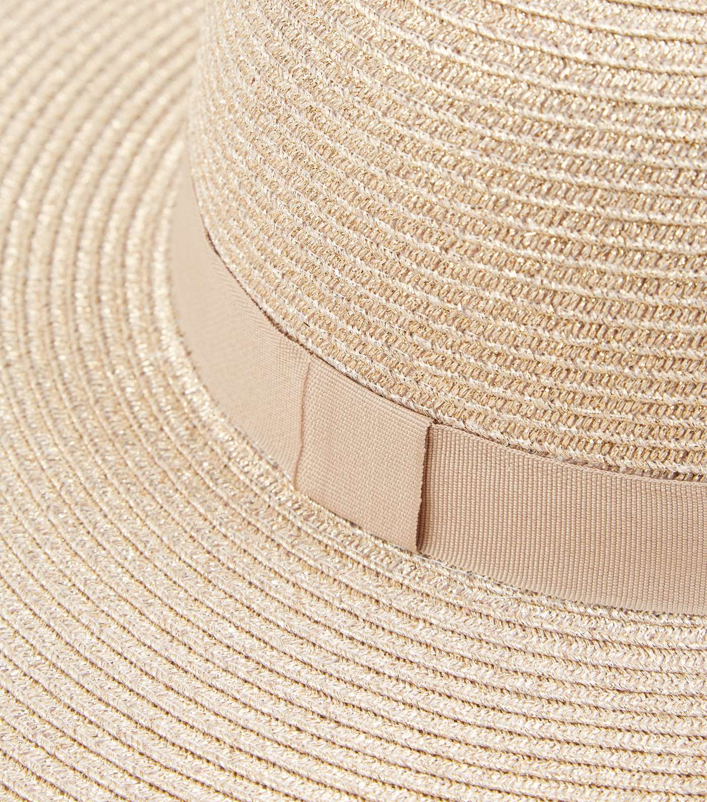 Rose Gold Woven Straw Effect Floppy Hat Image 3