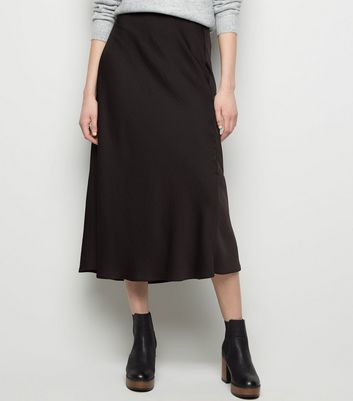 black satin skirt new look