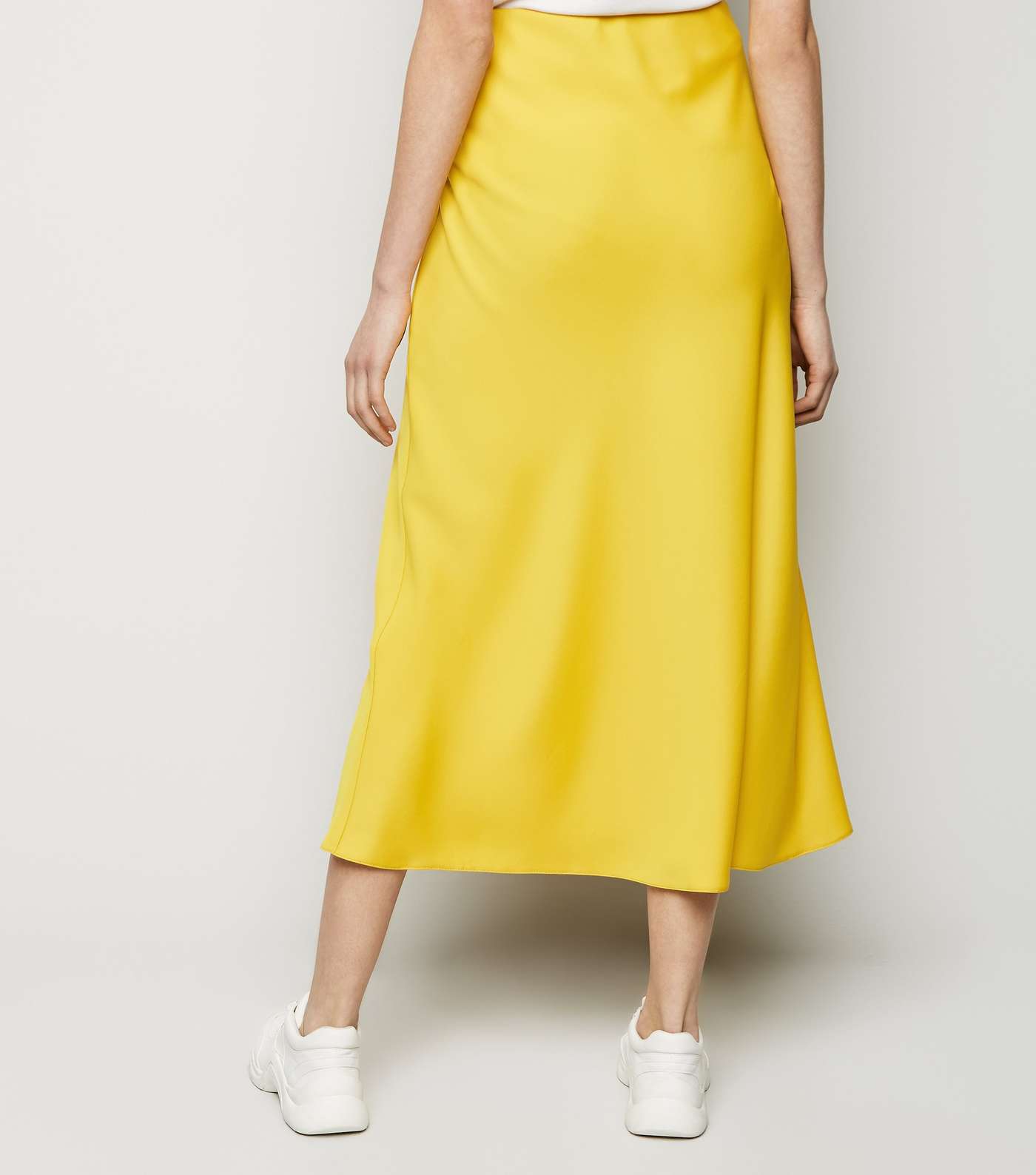 Mustard Satin Bias Cut Midi Skirt Image 3