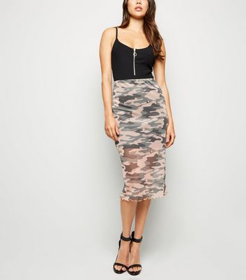 camouflage skirt new look