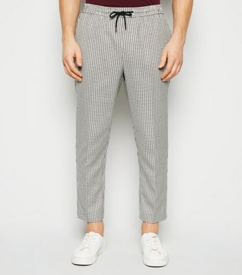 Stone Gingham Check Slim Crop Trousers 