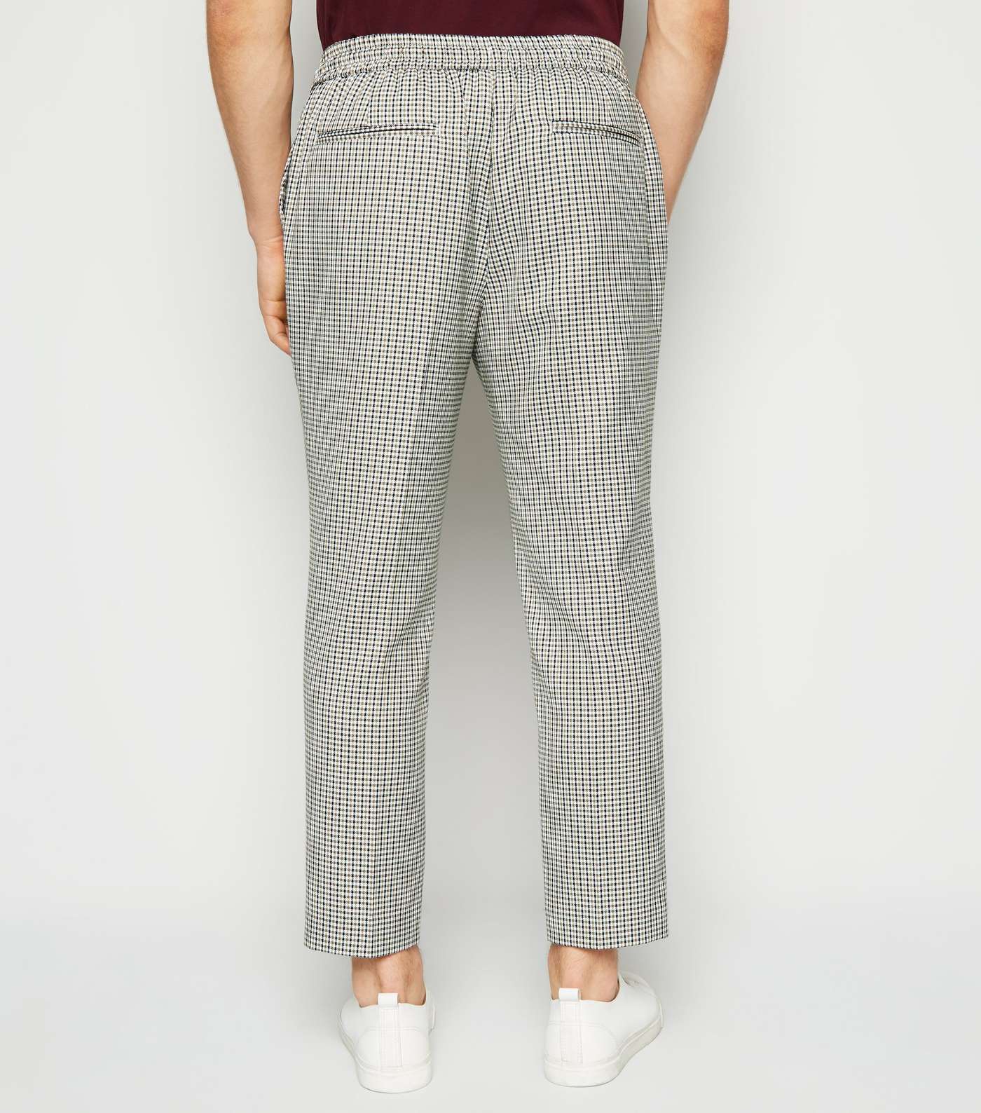Stone Gingham Check Slim Crop Trousers Image 3