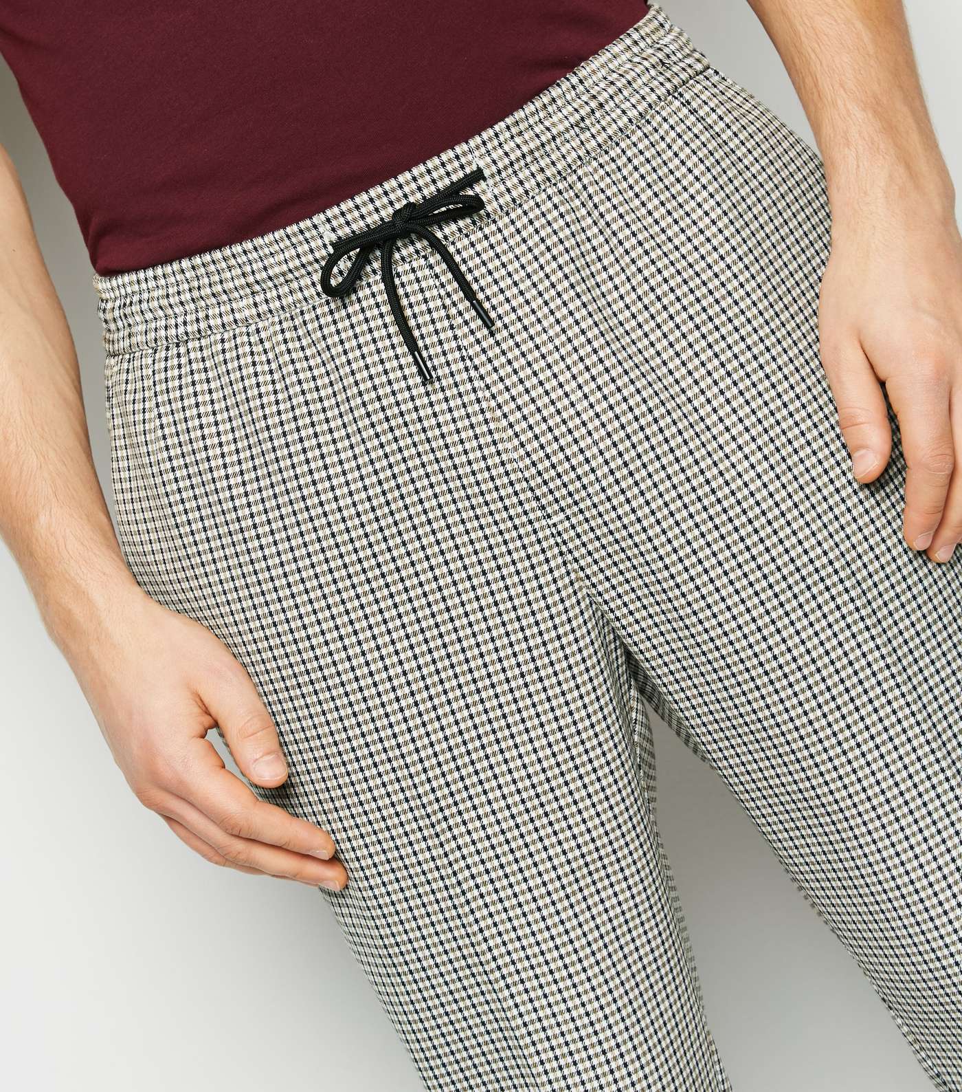 Stone Gingham Check Slim Crop Trousers Image 5