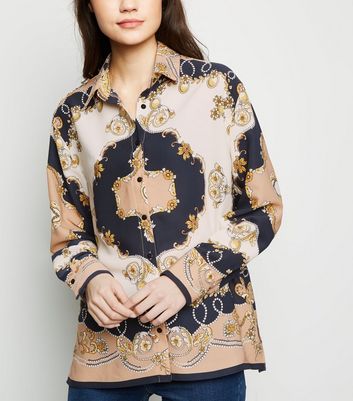 baroque print shirt womens