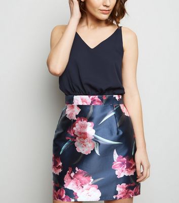 AX Paris Navy Floral 2 in 1 Mini Dress New Look shop for AX Paris Navy Floral 2 in 1 Mini Dress New Look at Shopo