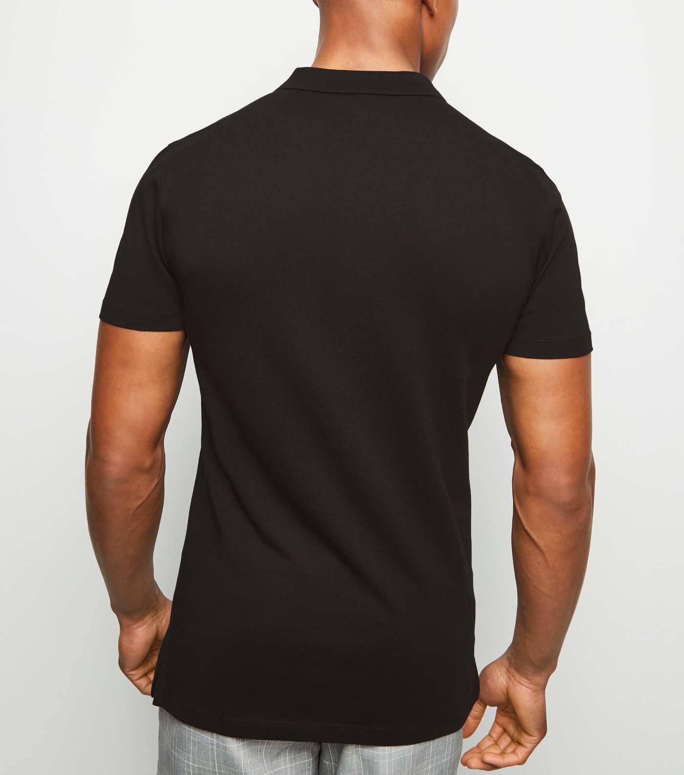 Black Muscle Fit Polo Shirt Image 3