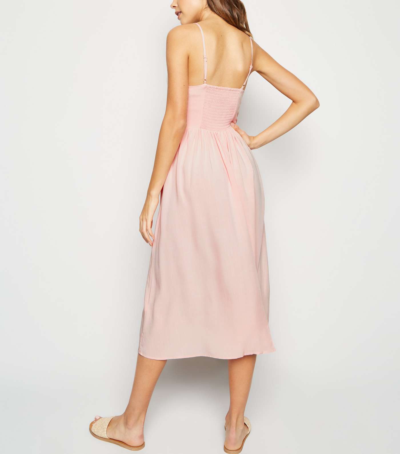 Mid Pink Strappy Lace Up Midi Dress Image 3