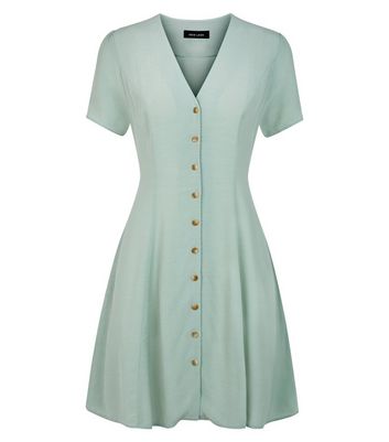 Mint Green Button Up Tea Dress New Look