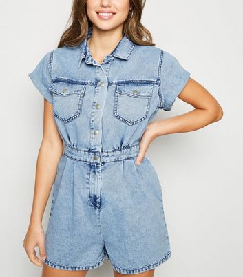 new look denim playsuit