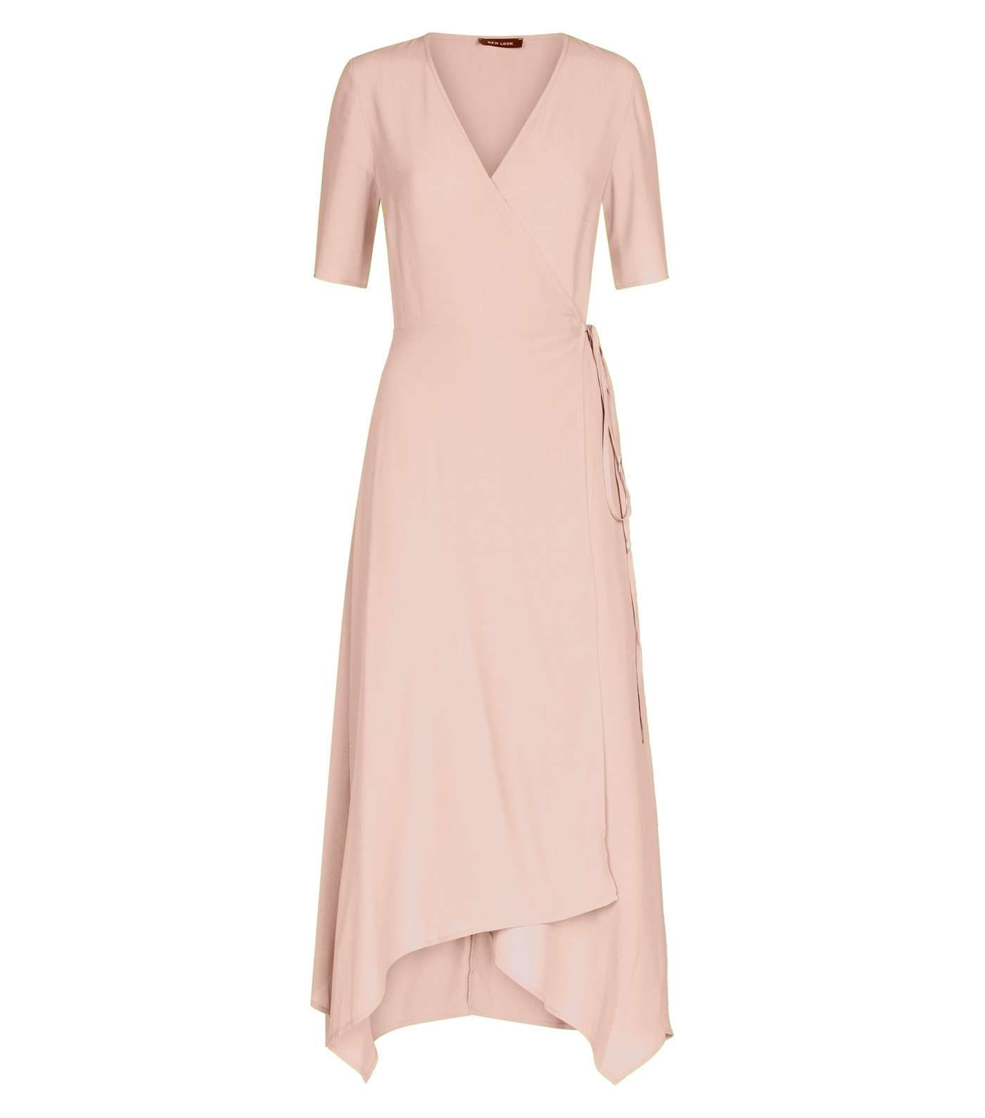 Pale Pink Hanky Hem Wrap Midi Dress Image 4