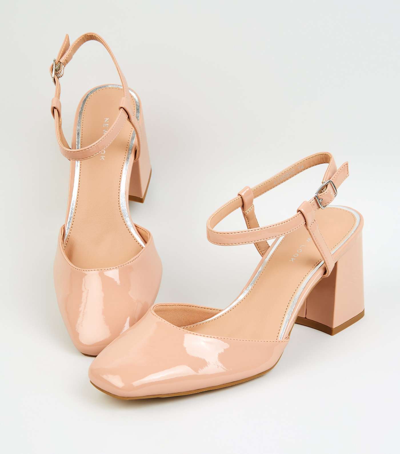 Nude Patent Flare Heel Court Shoes Image 4