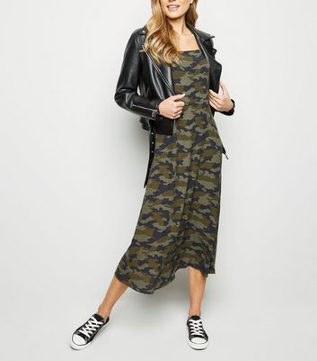 Green Camo Slip Dress New Look shop for Green Camo Slip Dress New Look at Shopo