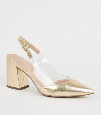 gold clear shoes