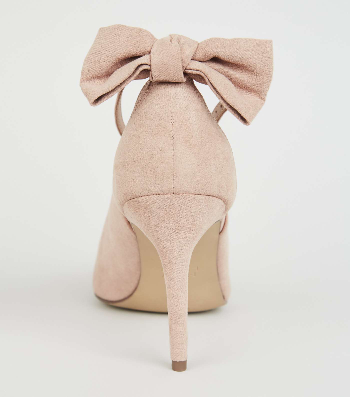 Nude Suedette Bow Back Pointed Courts Image 4
