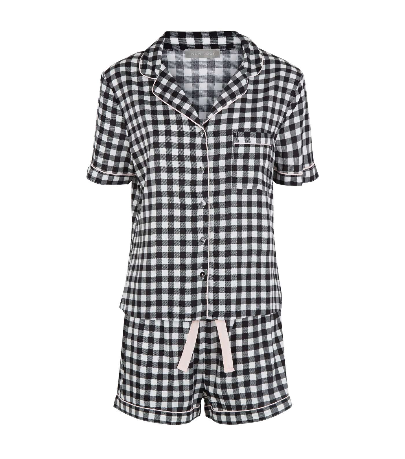 Black Gingham Revere Collar Pyjama Set Image 4